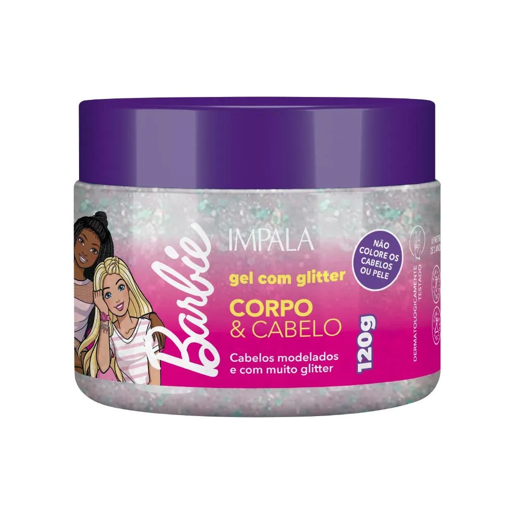 Gel Com Glitter Impala Barbie 120gr Corpo E Cabelo
