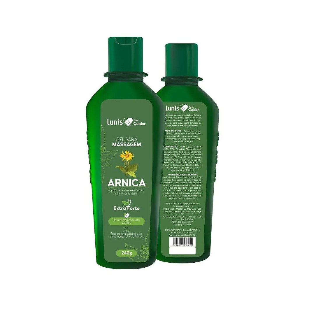 Gel Para Massagem Arnica Extra Forte Lunis 240g