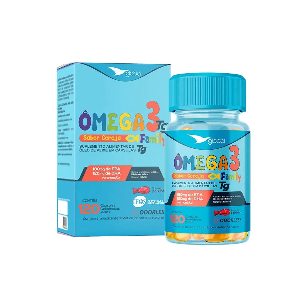 Global Omega 3 Family Com 120 Capsulas Cereja