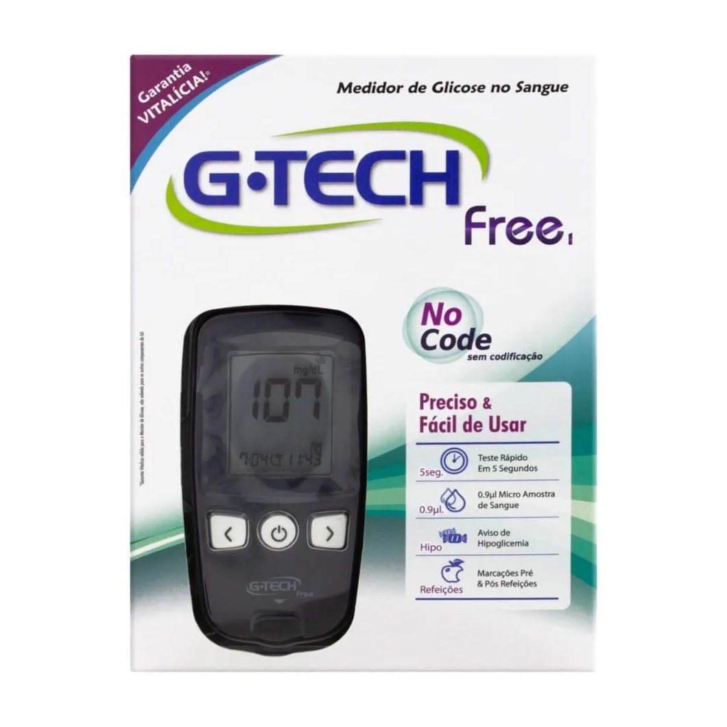 Kit Medidor De Glicose No Sangue G-tech Free