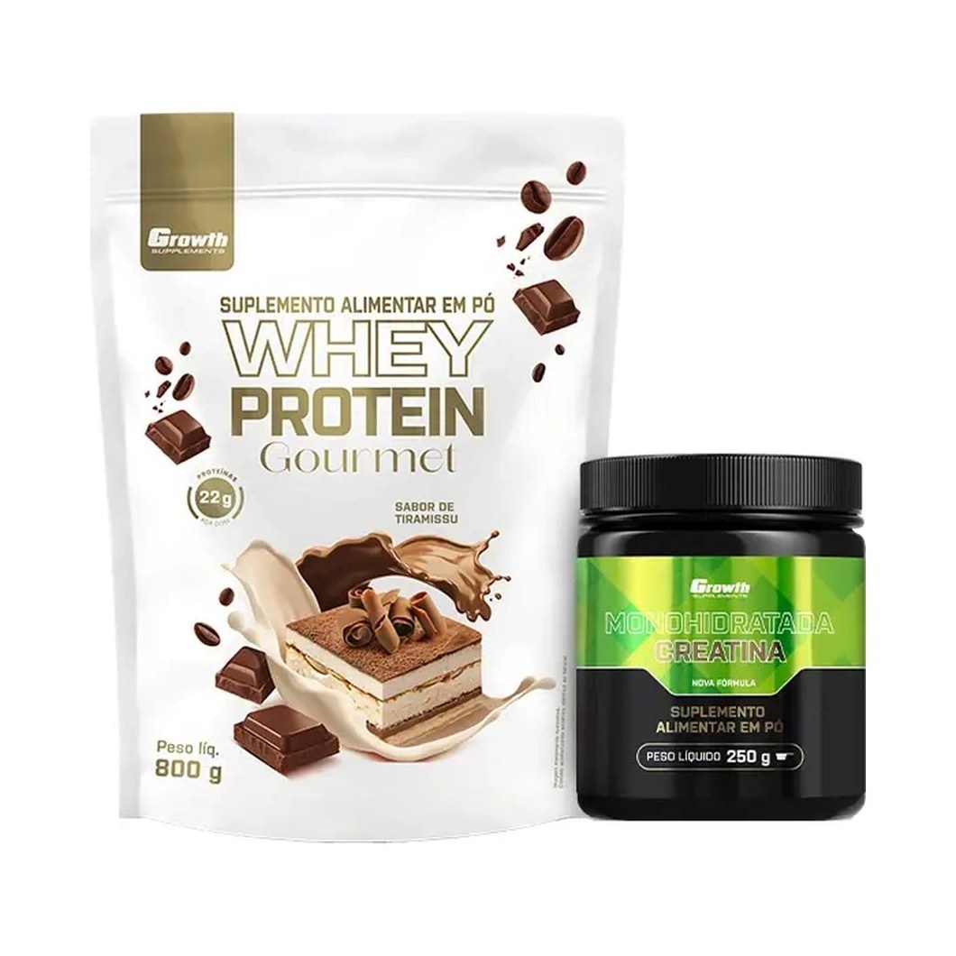 Kit Whey Gourmet 800g e Creatina Monohidratada 250g