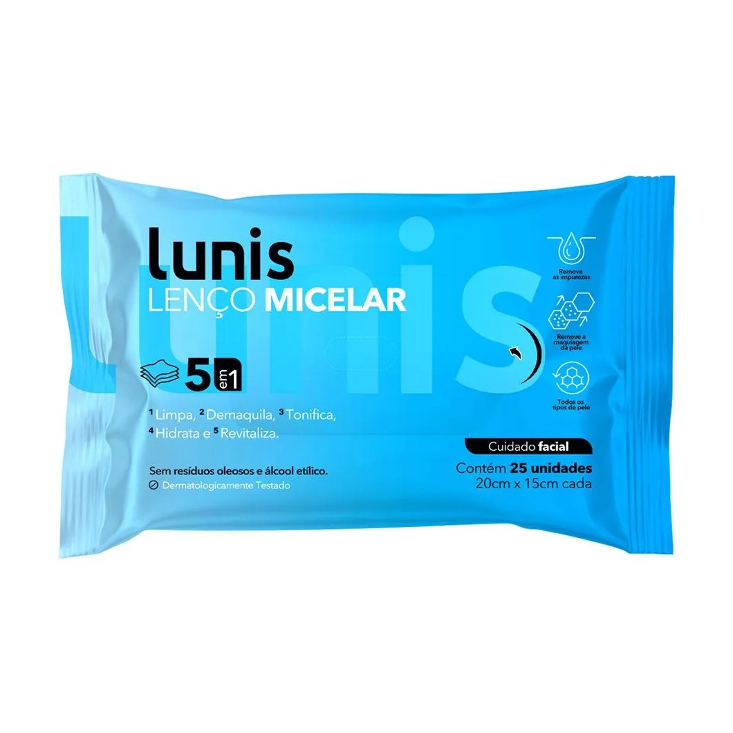 Lenco Micelar Lunis 5 Em 1 Com 25 Unidades