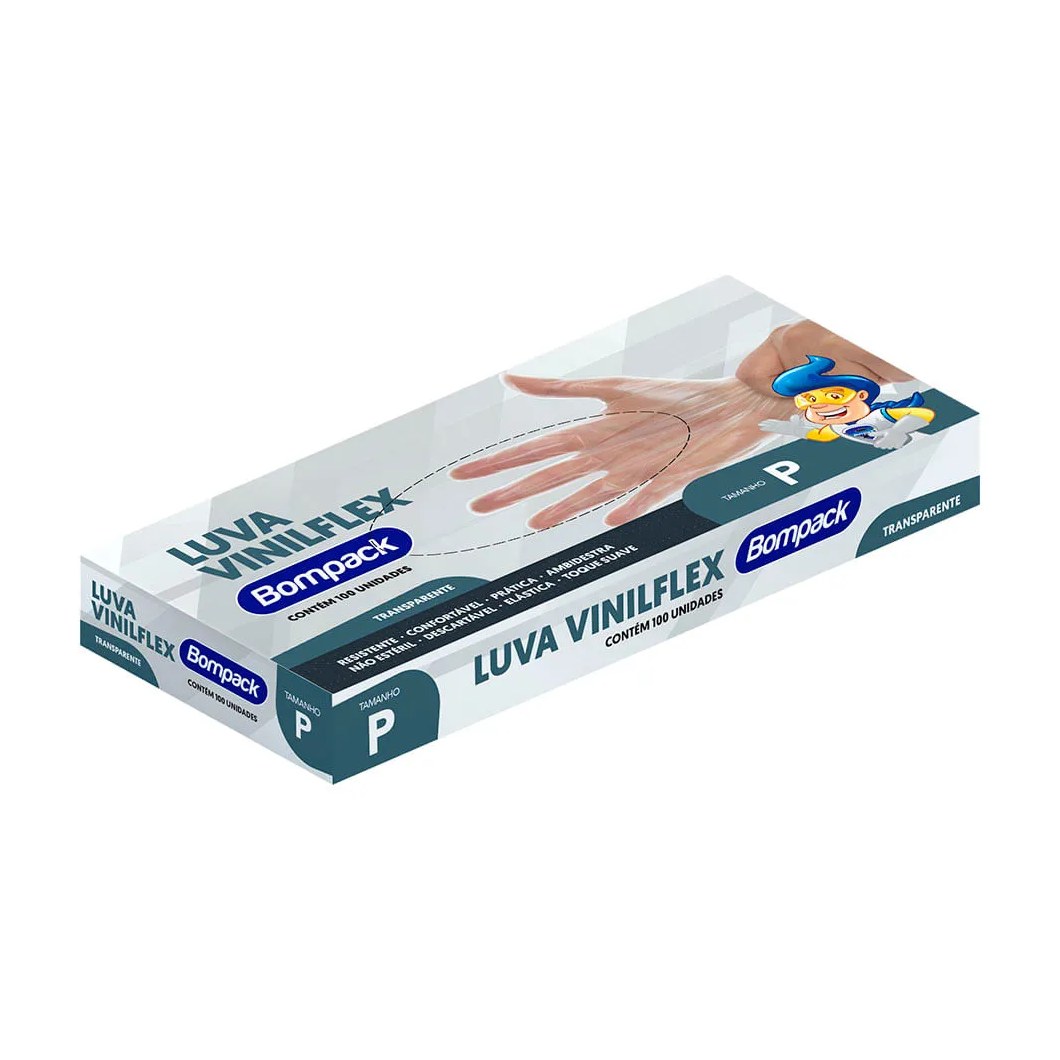 Luva Vinilflex Com 100 Transparente Sem Po P
