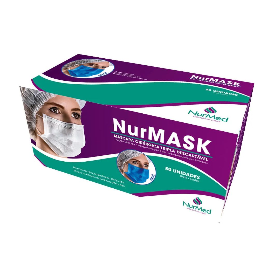Mascara Nurmask Com 50 Tripla Com Elastico Azul
