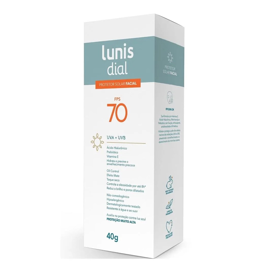 Protetor Solar Lunis Dial 40gr Fps70 Facial