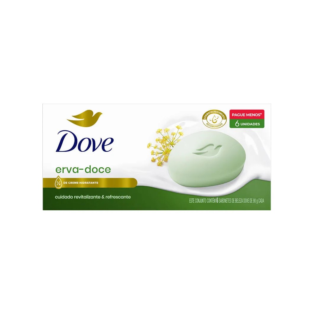 Sabonete Dove Barra Com 6 Erva-doce 90gr