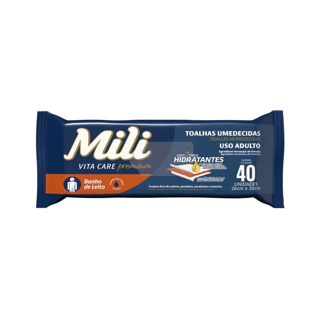 Toalha Umedecida Mili Vita Com 40 Unidades
