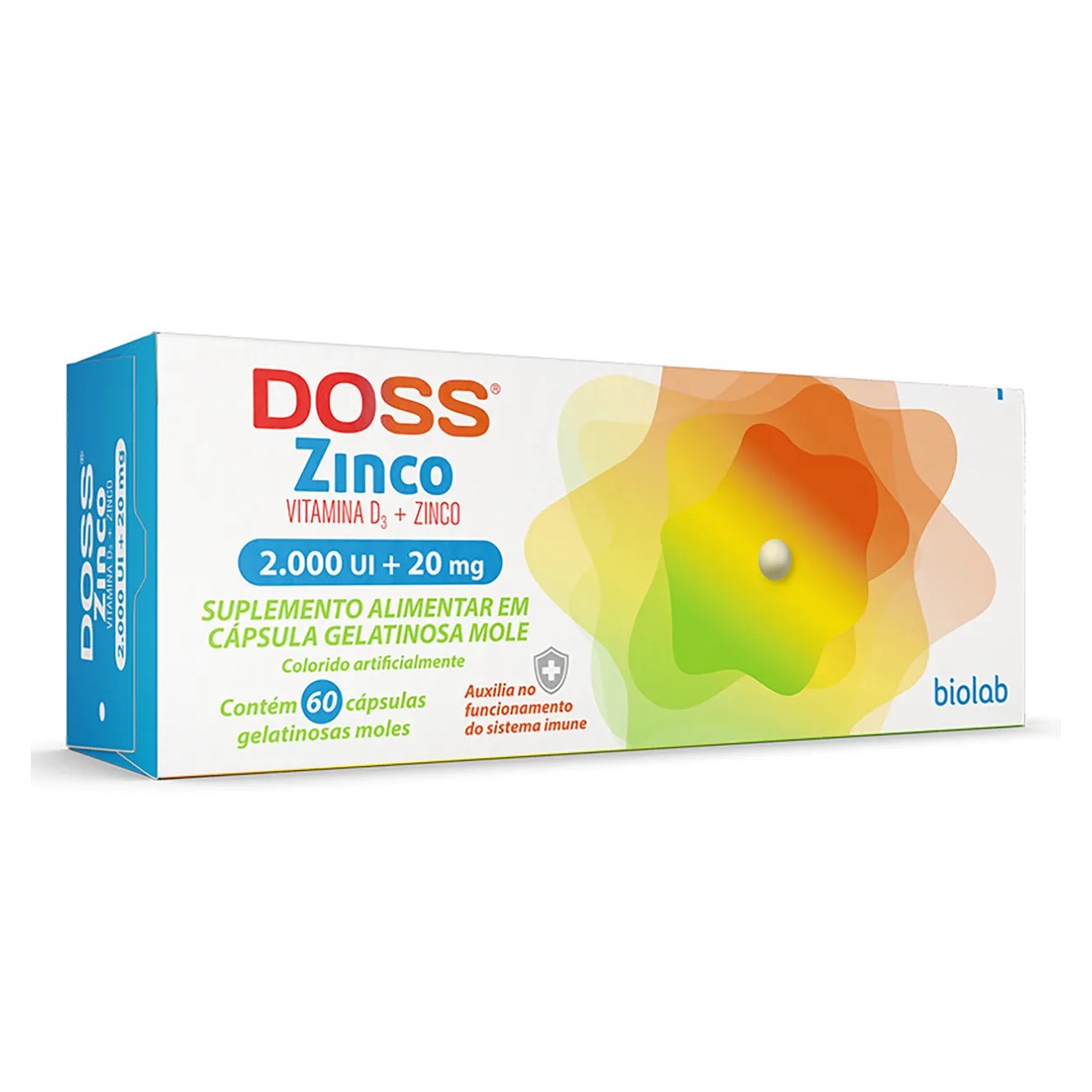 Vitamina D 2.000UI + Zinco 20mg Doss Zinco 60 cápsulas