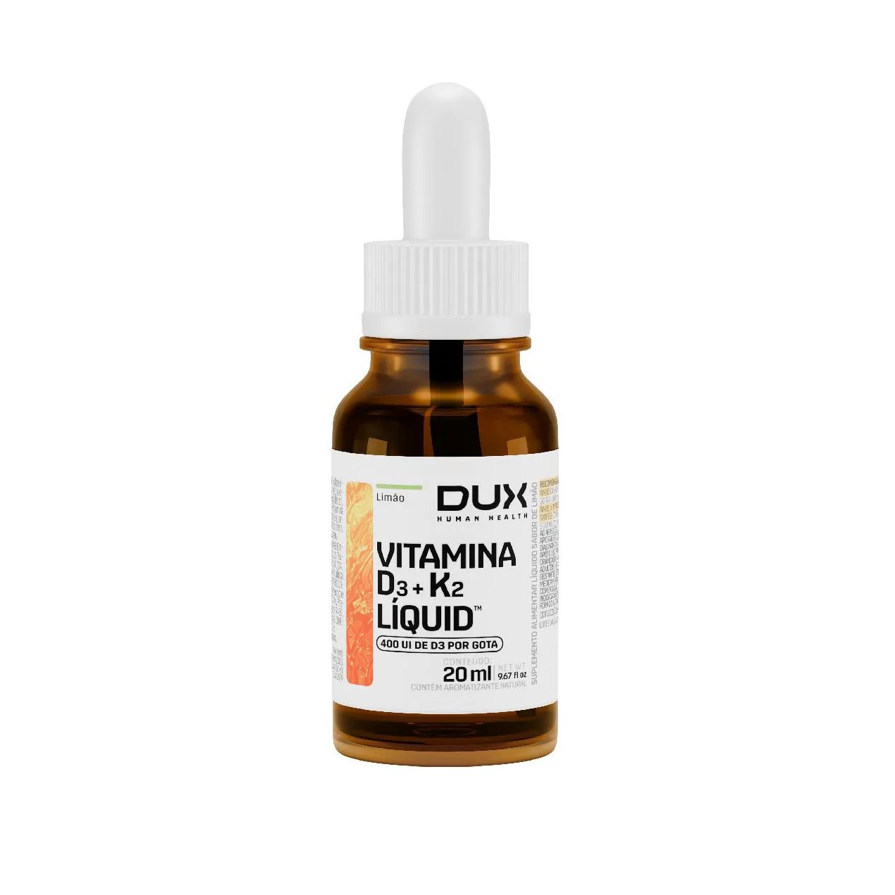 Vitamina D3 400UI + Vitamina K2 Dux Limão Gotas 20ml