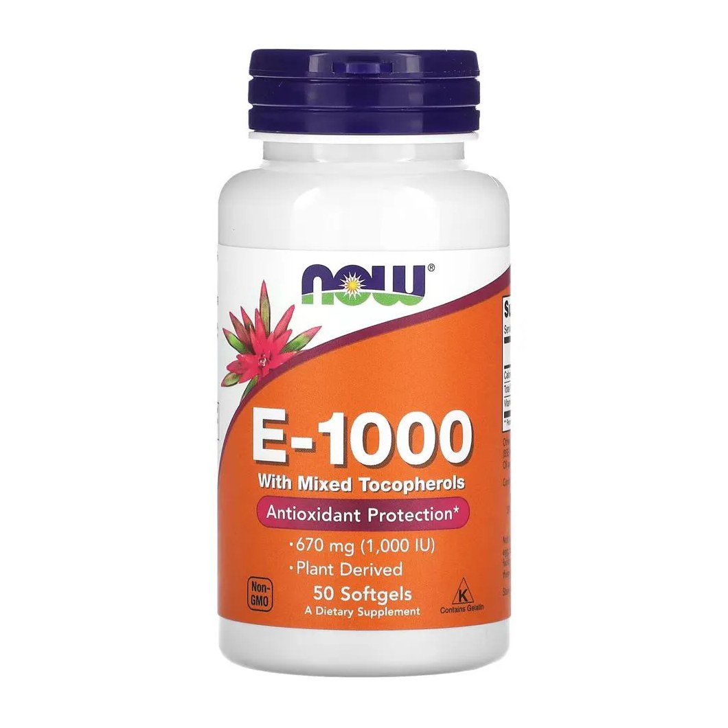 Vitamina E-1000 670mg Now Foods 50 Softgels Importado