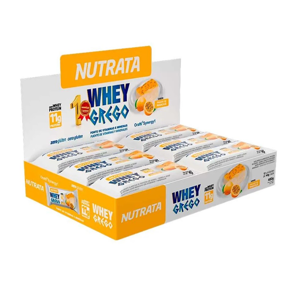 Whey Grego Bar Barrinha Mousse de Maracuja Display C/ 12