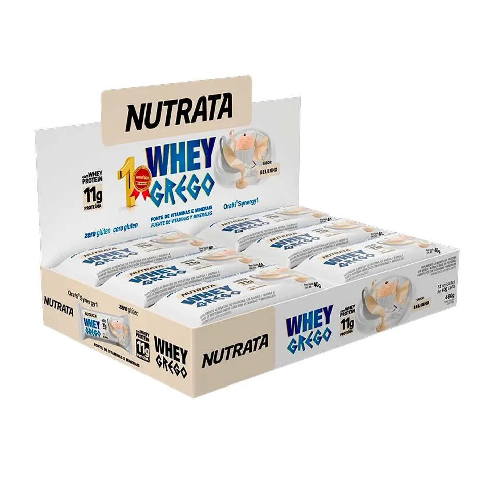 Whey Grego Bar Barrinha Sabor Beijinho Display C/12