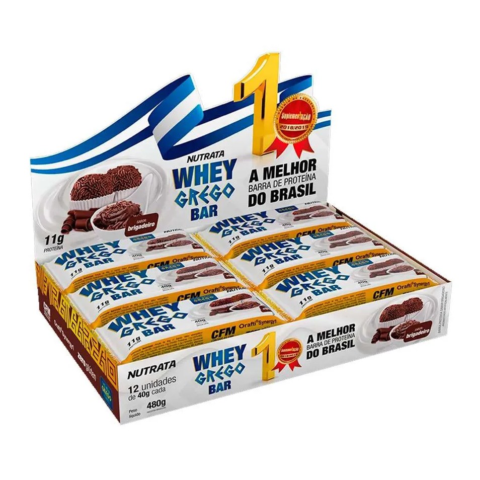 Whey Grego Bar Barrinha Sabor Brigadeiro Display C/ 12