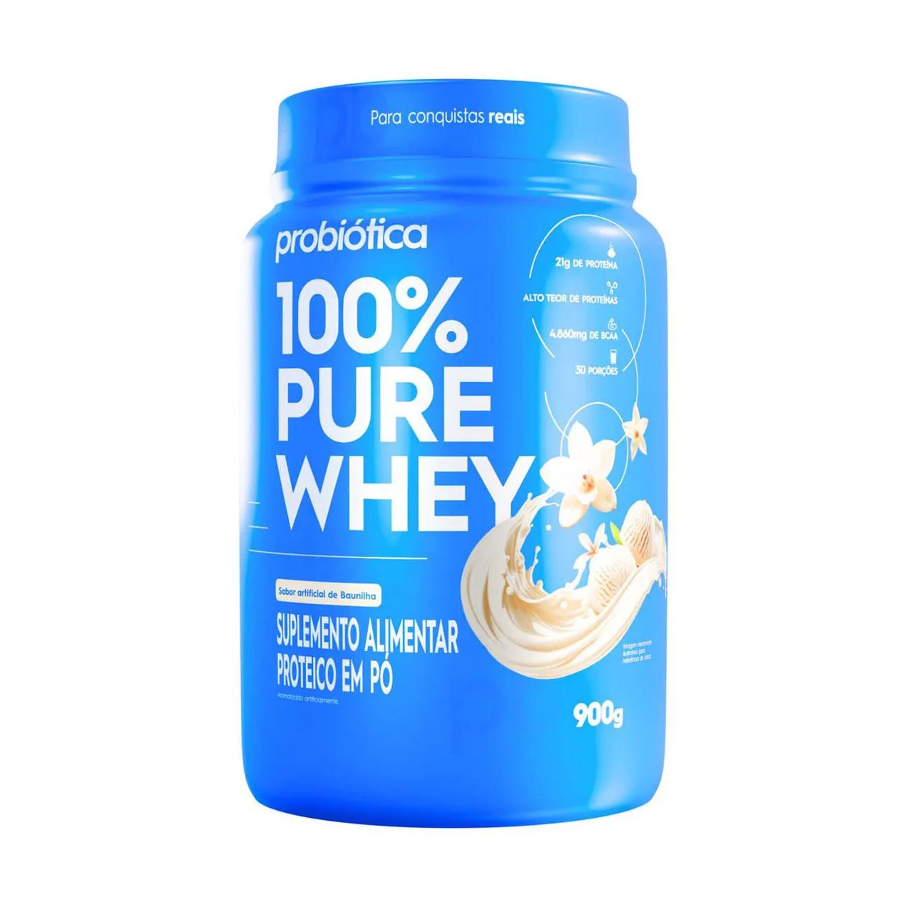 Whey Protein 100% Pure Whey Probiotica Baunilha 900g