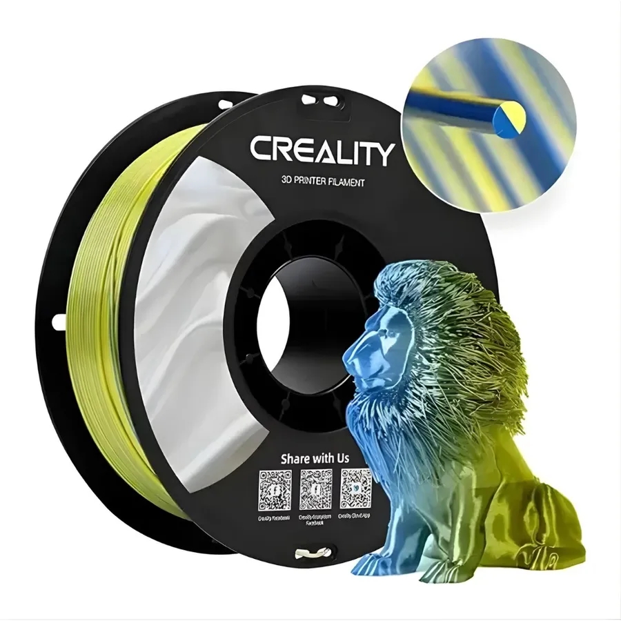 Filamento Impressão 3D Creality Cr-Silk Pla Bicolor Amarelo-Azul 1kg