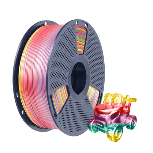 Filamento Impressão 3D Sunlu Pla+ Silk Rainbow Amarelo-Verde-Roxo-Vermelho 1kg