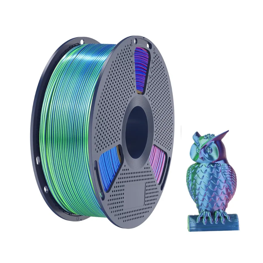 Filamento Impressão 3D Sunlu Pla Silk Tricolor Azul Verde Roxo 1kg