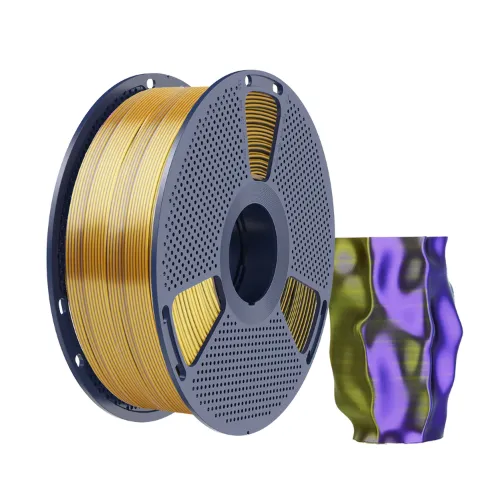 Filamento Impressão 3D Sunlu Pla Silk Tricolor Preto Ouro Roxo 1kg