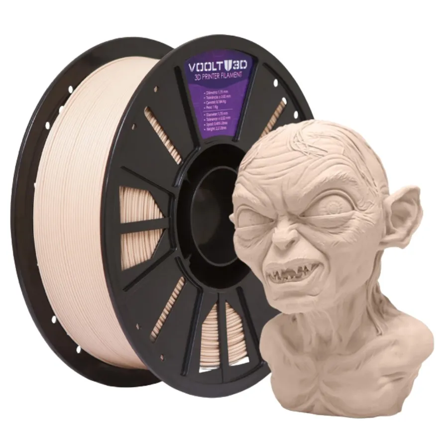 Filamento Impressão 3D Voolt Pla Velvet Bege Caucasiano Fosco 1Kg