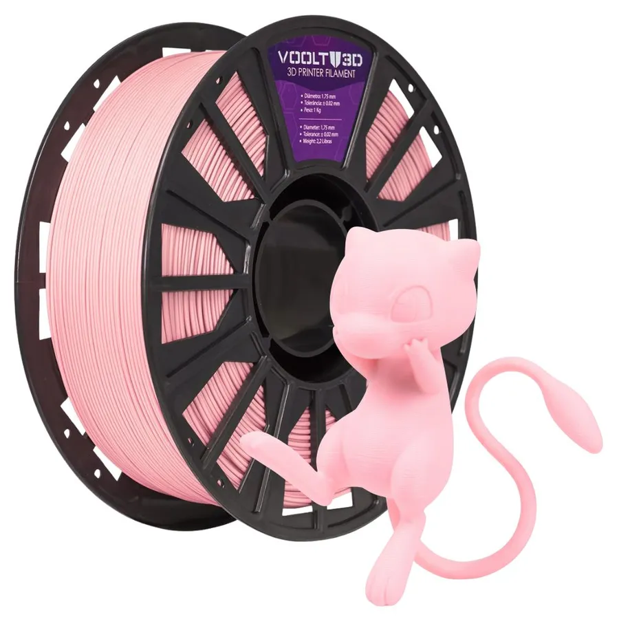 Filamento Impressão 3D Voolt Pla Velvet Rosa Bebê Fosco 1Kg