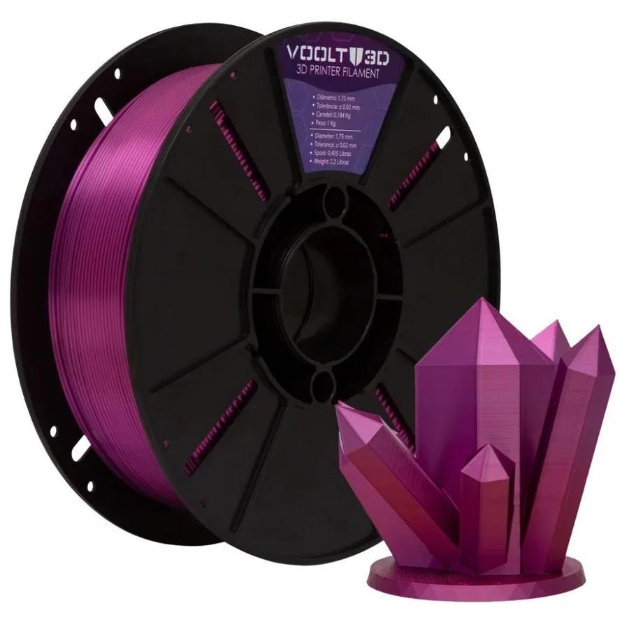 Filamento Impressão 3D Voolt3D PLA V-Silk Ametista 1Kg