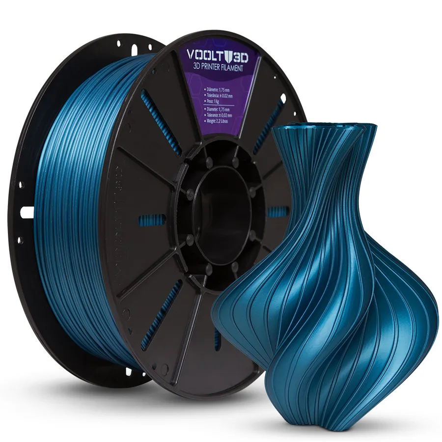 Filamento Impressão 3D Voolt3D PLA V-Silk Azul Metalizado 1Kg