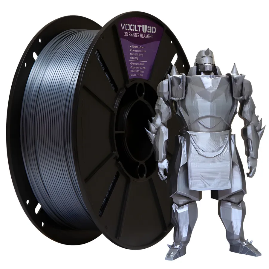Filamento Impressão 3D Voolt3D PLA V-Silk Prata Inox 1Kg