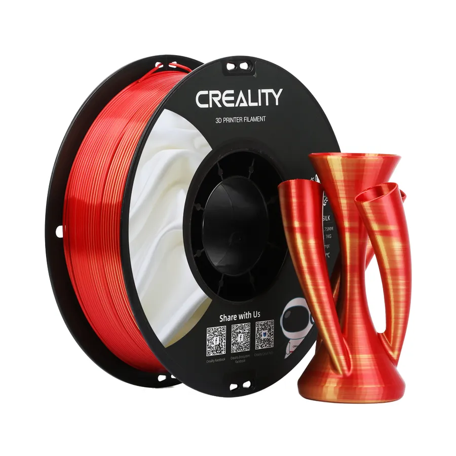 Filamento PLA CR-Silk Creality 1.75mm 1kg - Dourado e Vermelho